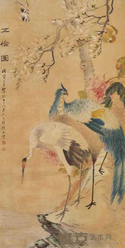 张熊 1878年作 五纶图 镜心 144×72cm